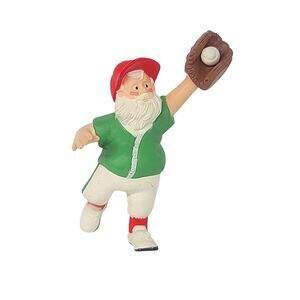 1990 Hallmark Keepsake Perfect Catch Santa North Pole Nicks Baseball Ornament 3"